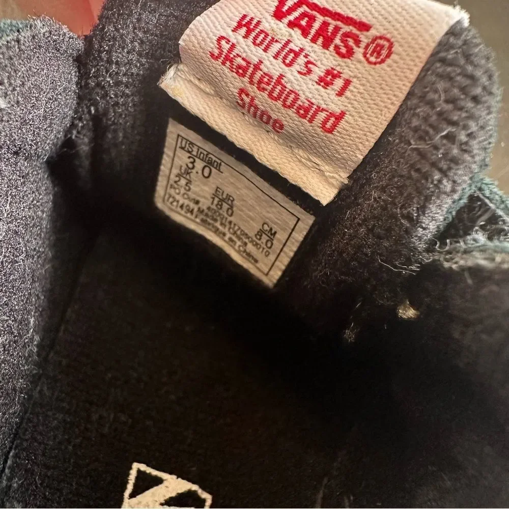 Vans Infant SK8-Hi Crib High Tops Soft Black White Baby Walker Shoes 3 3c
